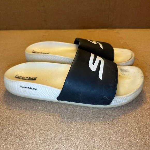 Skechers Other - Skechers Hyper Burst‎ Recovery Slides Mens 10 Black White Goodyear 246020 BKW